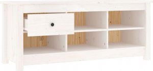 vidaXL Szafka na buty, biała, 110x38x45,5 cm, lite drewno sosnowe 4
