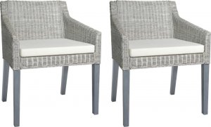 vidaXL Krzesła stołowe z poduszkami, 2 szt., szare, naturalny rattan 1