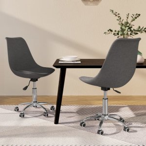 vidaXL Obrotowe krzesła stołowe, 2 szt., ciemnoszare, obite tkaniną 1