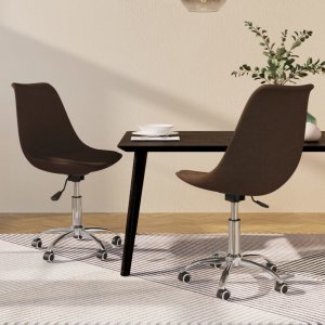 vidaXL Obrotowe krzesła stołowe, 2 szt., ciemnobrązowe, obite tkaniną 1