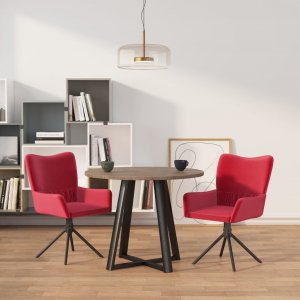vidaXL Obrotowe krzesła stołowe, 2 szt., winna czerwień, aksamitne 1