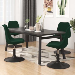 vidaXL Obrotowe krzesła stołowe, 4 szt., ciemnozielone, aksamitne 1