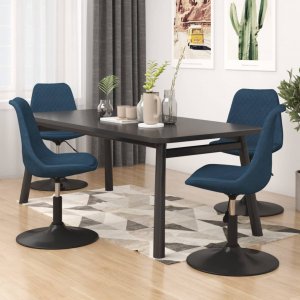 vidaXL Obrotowe krzesła stołowe, 4 szt., niebieskie, obite aksamitem 1