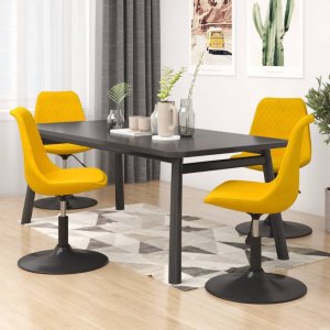 vidaXL Obrotowe krzesła stołowe, 4 szt., żółte, obite aksamitem 1