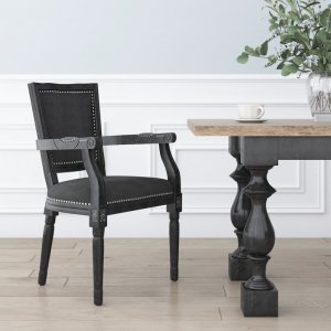 vidaXL Krzesło stołowe, czarne, obite aksamitem 1