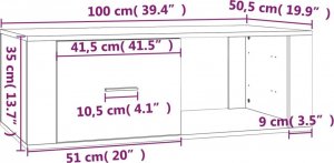 vidaXL Stolik kawowy, biały 100x50,5x35 cm, materiał drewnopochodny 9