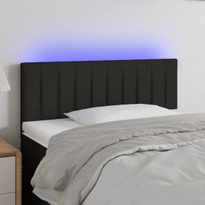 vidaXL Zagłówek do łóżka z LED, czarny, 90x5x78/88 cm, tkanina 1