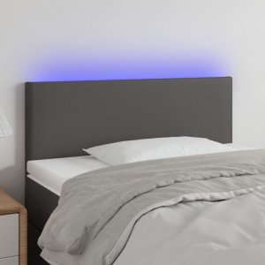 vidaXL Zagłówek do łóżka z LED, szary, 90x5x78/88 cm, sztuczna skóra 1