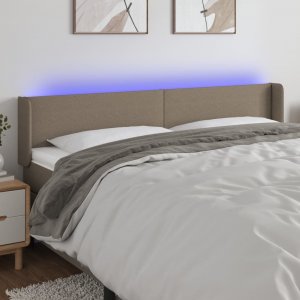 vidaXL Zagłówek do łóżka z LED, taupe, 203x16x78/88 cm, tkanina 1