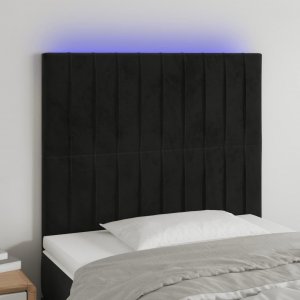 vidaXL Zagłówek do łóżka z LED, czarny, 100x5x118/128 cm, aksamit 1