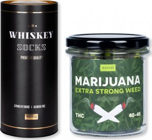 Soxo Zestaw 4x Męskie Skarpetki SOXO | Whiskey w tubie | Marijuana w słoiku | na prezent dla Niego 4045 1