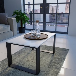 Topeshop STOLIK KAWOWY ŁAWA SALON LOFT MODERN BIEL CZERŃ 3
