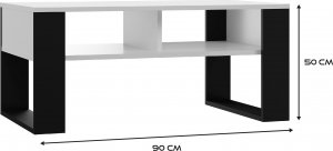 Topeshop STOLIK KAWOWY Z 2 PÓŁKAMI ŁAWA MODERN 2P BIEL CZERŃ 4