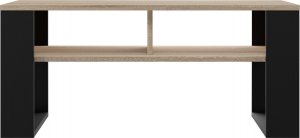 Topeshop STOLIK KAWOWY PÓŁKI ŁAWA MODERN 2P DĄB SONOMA CZERŃ 2