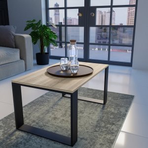 Topeshop STOLIK KAWOWY ŁAWA SALON LOFT MODERN DĄB SONOMA CZERŃ 3