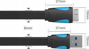 Kabel USB Vention USB-A - microUSB 1.5 m Czarny (VAS-A12-B150) 3
