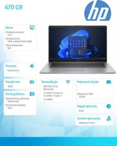 Laptop HP HP Inc. Notebook 470 G9 i5-1235U 512GB/16GB/W11P/17.3 724L0EA 9