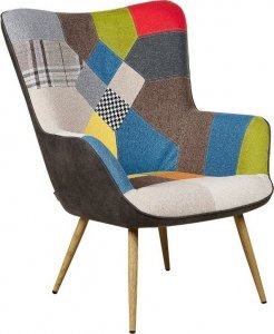 Beliani Fotel Z Podnóżkiem Patchwork Wielokolorowy Vejle! 4