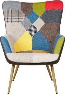 Beliani Fotel Z Podnóżkiem Patchwork Wielokolorowy Vejle! 5