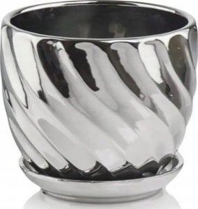 Polnix Doniczka ceramiczna z podstawką srebrna 14 cm 1