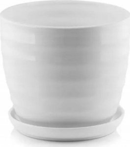Polnix Doniczka ceramiczna biała z podstawką 15 cm 1