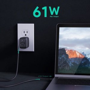 Ładowarka Aukey PA-B2 Black Omnia GaN ładowarka sieciowa 1xUSB-C 61W Power Delivery 3.0 3A 4