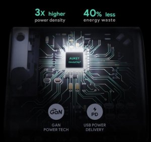 Ładowarka Aukey PA-B2 White Omnia GaN ładowarka sieciowa 1xUSB-C 61W Power Delivery 3.0 3A 3