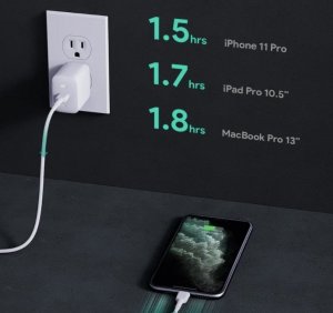 Ładowarka Aukey PA-B2 White Omnia GaN ładowarka sieciowa 1xUSB-C 61W Power Delivery 3.0 3A 4