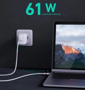 Ładowarka Aukey PA-B2 White Omnia GaN ładowarka sieciowa 1xUSB-C 61W Power Delivery 3.0 3A 5