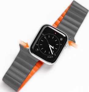 Dux Ducis Dux Ducis Magnetic Strap pasek Apple Watch Ultra bransoletka magnetyczna opaska szaro-pomarańczowy (Chain Version) 1
