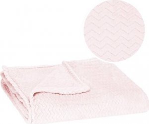 Springos Narzuta na łóżko, pled 70x160cm tłoczony, dwustronny koc na kanapę pudrowy różowy UNIWERSALNY 11