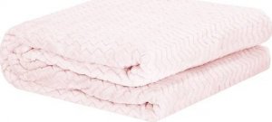 Springos Narzuta na łóżko, pled 70x160cm tłoczony, dwustronny koc na kanapę pudrowy różowy UNIWERSALNY 12