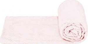 Springos Narzuta na łóżko, pled 70x160cm tłoczony, dwustronny koc na kanapę pudrowy różowy UNIWERSALNY 3