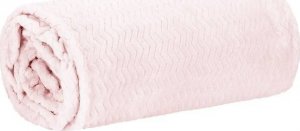 Springos Narzuta na łóżko, pled 70x160cm tłoczony, dwustronny koc na kanapę pudrowy różowy UNIWERSALNY 8