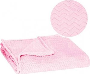 Springos Narzuta na łóżko, pled 130x180 cm tłoczony zygzak, dwustronny koc na kanapę różowy UNIWERSALNY 2