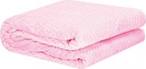 Springos Narzuta na łóżko, pled 130x180 cm tłoczony zygzak, dwustronny koc na kanapę różowy UNIWERSALNY 3