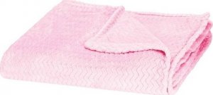 Springos Narzuta na łóżko, pled 130x180 cm tłoczony zygzak, dwustronny koc na kanapę różowy UNIWERSALNY 4