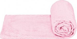 Springos Narzuta na łóżko, pled 130x180 cm tłoczony zygzak, dwustronny koc na kanapę różowy UNIWERSALNY 5