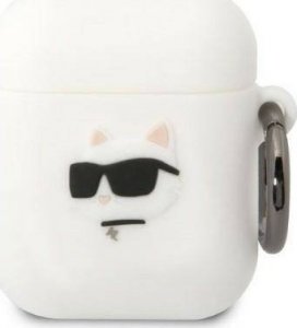 Karl Lagerfeld Etui Karl Lagerfeld KLA2RUNCHH Apple AirPods 2/1 cover biały/white Silicone Choupette Head 3D 1