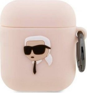 Karl Lagerfeld Etui Karl Lagerfeld KLA2RUNIKP Apple AirPods 2/1 cover różowy/pink Silicone Karl Head 3D 1