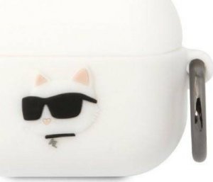 Karl Lagerfeld Etui Karl Lagerfeld KLAPRUNCHH Apple AirPods Pro cover biały/white Silicone Choupette Head 3D 1