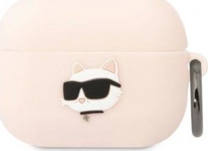 Karl Lagerfeld Etui Karl Lagerfeld KLAPRUNCHP Apple AirPods Pro cover różowy/pink Silicone Choupette Head 3D 1