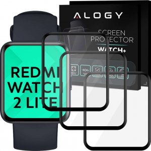 Alogy Alogy 3x Szkło na smartwatch elastyczne 3D do Xiaomi Redmi Watch 2 Lite Black uniwersalny 1