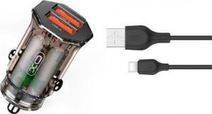 Ładowarka XO XO Clear ładowarka samochodowa CC49 2x USB 2,4A dymiona + kabel USB-C 1