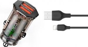 Ładowarka XO XO Clear ładowarka samochodowa CC49 2x USB 2,4A dymiona + kabel Lightning 1