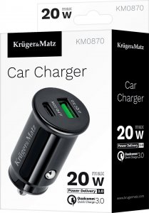 Ładowarka Kruger&Matz Ładowarka samochodowa Kruger&amp;Matz dual USB 3100 mA z funkcją Quick Charge 3.0 i Power Delivery 2