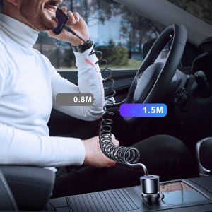 Ładowarka Joyroom Joyroom szybka ładowarka samochodowa 3 w 1 z kablem Lightning 1.5m 17W czarny (JR-CL25) 6