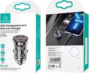 Ładowarka Usams Ładowarka samochodowa USAMS C32 1xUSB+1xUSB-C 30W Fast Charge czarny/black (US-CC164) 8