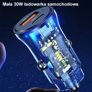 Ładowarka Usams Ładowarka samochodowa C32 1xUSB+1xUSB-C 30W Fast Charge niebieski/blue (US-CC164) 4