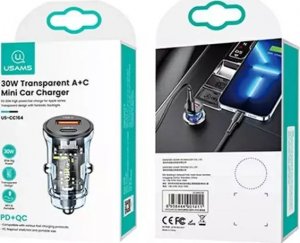 Ładowarka Usams Ładowarka samochodowa C32 1xUSB+1xUSB-C 30W Fast Charge niebieski/blue (US-CC164) 8